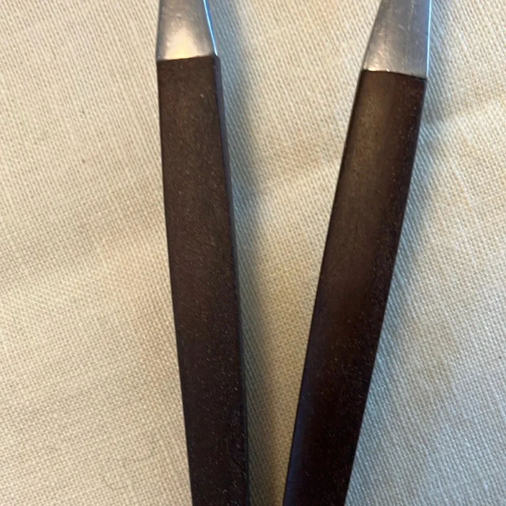 Vintage Ekco Eterna Canoe Muffin 2 pc Elegant Faux Rosewood Handle SERVING SET